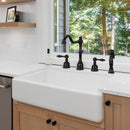 Two-Handles Matte Black Widespread Kitchen Faucet with Side Sprayer - AK96818-MB