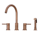 Two-Handles Copper Widespread Kitchen Faucet with Side Sprayer