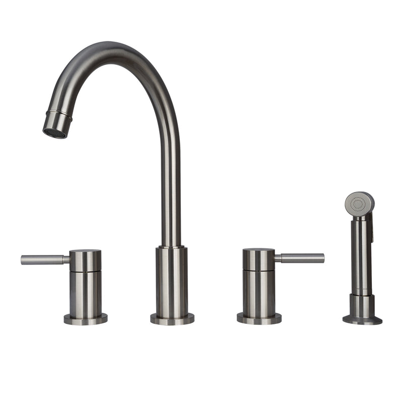 Two-Handles Matte Black Widespread Kitchen Faucet with Side Sprayer - AK96866 -MB