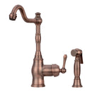 One-Handle Copper Widespread Kitchen Faucet with Side Sprayer