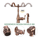 One-Handle Antique Copper Widespread Kitchen Faucet with Side Sprayer - AK96918-AC