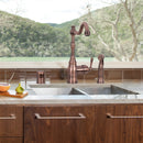 One-Handle Antique Copper Widespread Kitchen Faucet with Side Sprayer - AK96918-AC