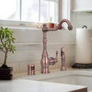 One-Handle Antique Copper Widespread Kitchen Faucet with Side Sprayer - AK96918-AC