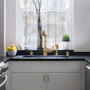 One-Handle Brushed Gold Widespread Kitchen Faucet with Side Sprayer - AK96918-BTG