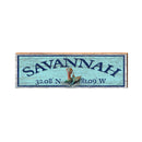 Savannah Mermaid Blue Latitude Longitude | Wall Art Print on Real Wood