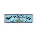 Savannah Pineapple Blue Latitude Longitude | Wall Art Print on Real Wood