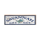 Savannah Blue Crab White Shabby Latitude Longitude | Wall Art Print on Real Wood