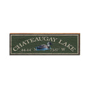 Chateaugay Lake Loon Green Latitude Longitude ALI1 | Wall Art Print on Real Wood