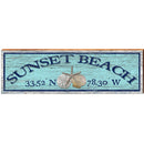 Sunset Beach Triple Shells Blue Latitude Longitude | Wall Art Print on Real Wood