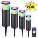 ALPR09 4-Pack RGBW Bluetooth Smart LED Landscape Pathway Lights Package, 4.5W Low Voltage 12V Bollard Outdoor Landscape Lighting