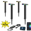 ALPR12 4-Pack RGB LED Landscape Pathway Lights Package, 8W Low Voltage 12V Bollard Outdoor Landscape Lighting