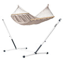 Nautico Cool Grey Outdoor R Almond - Weather-Resistant Double Spreader Bar Hammock with Powder Coated Steel Stand