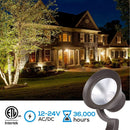 ALS03 8-Pack 3000K Warm White Integrated LED Landscape Spot Lights Package, Adjustable 2W-12W Low Voltage 12V Directional Outdoor Landscape Lighting