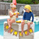 RuffleButts Baby Seersucker Rash Guard Bikini with Roshambo Yellow Sunglasses