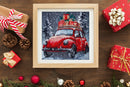 Holiday Delivery Red Car with Gifts Mid-Sized Bead Embroidery Kit by Abris Art AMB-125