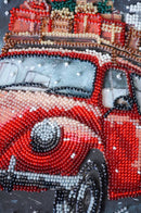 Holiday Delivery Red Car with Gifts Mid-Sized Bead Embroidery Kit by Abris Art AMB-125