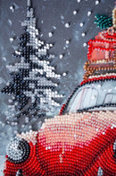 Holiday Delivery Red Car with Gifts Mid-Sized Bead Embroidery Kit by Abris Art AMB-125