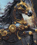 Thunder of Darkness Black Horse Mid-Sized Bead Embroidery Kit by Abris Art AMB-129