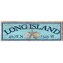 Long Island Triple Shells Blue Latitude Longitude | Wall Art Print on Real Wood