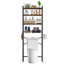 Over the Toilet Storage Freestanding Industrial Metal Wood Shelving Unit
