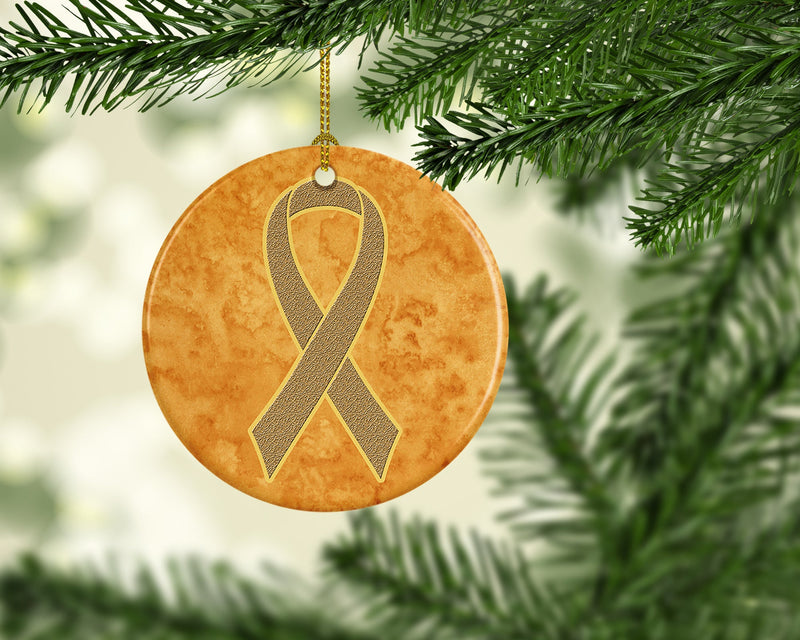 Peach Ribbon for Uterine Cancer Awareness Ceramic Ornament AN1219CO1