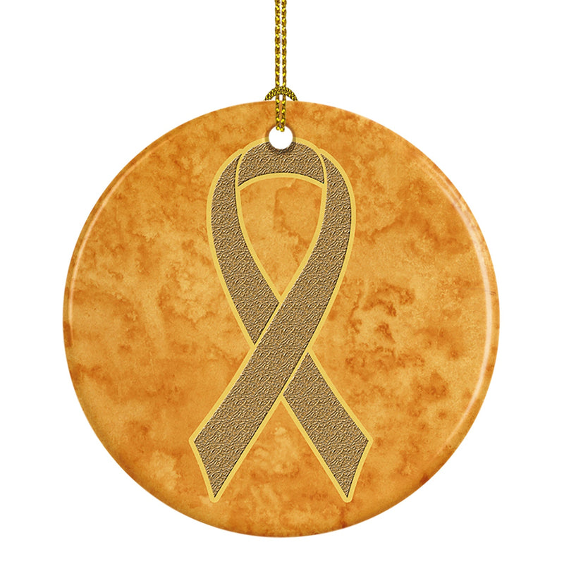 Peach Ribbon for Uterine Cancer Awareness Ceramic Ornament AN1219CO1