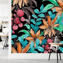 Multicolored Leaves on Dark Wallpaper