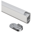 SM08 Oval Wardrobe Rail End Brackets Steel Closet Rod Socket Holder Pair