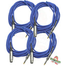 XLR Female to 1/4" Male Jack Microphone Cables (4 Pack) by FAT TOAD | 20ft Pro Audio Blue Mic Cord Extension Patch Lo-Z Connector | 24 AWG Shielded Speaker Wire & Balanced for Studio Audio Recording
