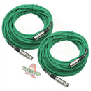 XLR Microphone Cables (2 Pack) by FAT TOAD | 50ft Pro Audio Green Mic Cord Patch Extension & Male to Female Lo-Z Connector | 24 AWG Shielded Wire & Balanced for Speakers, Recording Studio Mixer Gear