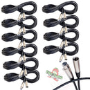 Microphone Cables by FAT TOAD (10 Pack) 20ft Professional Pro Audio XLR Mic Cord Patch with Female & Male Connector - 24 AWG Shielded Wire & Balanced