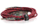 16 PACK - FAT TOAD Guitar Cords Right Angle to Straight-End Instrument Cable Tweed Cloth Jacket | Braided Woven 20FT 1/4 Inch Jack TS for Electric Guitar, Bass, AMP | Shielded 24 AWG Patch Conductor