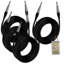 Guitar Cables (4 Pack) Instrument Cord by FAT TOAD - 24 AWG Patch Conductor for Electric or Acoustic Guitar, Bass, Amps, Keyboards & Pro-Audio DJ