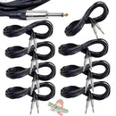 Guitar Cables (8 Pack) Instrument Cord by FAT TOAD - 24GA Patch Conductor for Electric or Acoustic Guitar, Bass, Pedals, Keyboards, Speakers, Amp