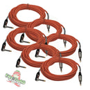 Guitar Cables (6 Pack) Right Angled Instrument Cord by FAT TOAD | 20FT 1/4 Quarter Inch Straight-End 20 GA Wires for Electric Guitar Pedal, Bass, Keyboards, Speaker Amplifier & Audio Studio Recording