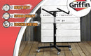 Studio Mixer Stand DJ Cart by GRIFFIN | Rolling Standing Rack On Casters with Adjustable Height | Portable Turntable Holder | Mobile Mount For Digital Drum Machine, Mixing Audio Gear & Music Equipment