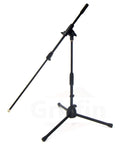 2 PACK- Low Profile Microphone Stand by GRIFFIN | Short Tripod Mic Stand Mount with Boom Arm for Kick Bass Drum, Studio Desktop Recording, Singing & Guitar Amplifiers | Small Height Telescoping Holder