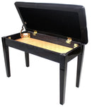 Premium Antique Black Piano Bench By Griffin - Solid Wood Frame & Luxurious, Comfortable PU Leather Padded Duet Double Seat Ergonomic Keyboard Stool With Storage Space, Durable & Sturdy, Vintage Design