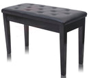 Premium Antique Black Piano Bench By Griffin - Solid Wood Frame & Luxurious, Comfortable PU Leather Padded Duet Double Seat Ergonomic Keyboard Stool With Storage Space, Durable & Sturdy, Vintage Design