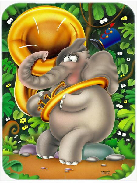 Elephant playing the Tuba Glass Cutting Board Large APH0248LCB