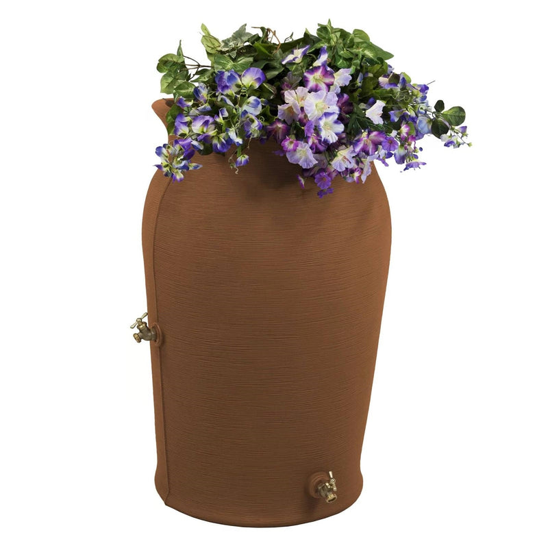 50 gallon plastic planter Terra Cotta 50-Gallon Plastic Urn Rain Barrel with Planter Top