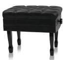 Genuine Leather Adjustable Piano Bench by GRIFFIN - Black Solid Wood Vintage Style & Heavy-Duty Ergonomic Keyboard Stool - Cushion Seat With Storage