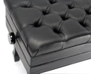 Genuine Leather Adjustable Piano Bench by GRIFFIN | Black Solid Wood Vintage Style & Heavy-Duty Ergonomic Keyboard Stool | Cushion Seat With Storage Space | Home Vanity Bench or Musicians Guitar Chair