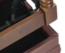Genuine Leather Adjustable Piano Bench by GRIFFIN - Brown Solid Wood Vintage Design, Heavy-Duty & Ergonomic Keyboard Stool - Seat With Storage Space