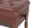Genuine Leather Adjustable Piano Bench by GRIFFIN - Brown Solid Wood Vintage Design, Heavy-Duty & Ergonomic Keyboard Stool - Seat With Storage Space