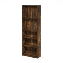 71-inch Tall 5-Shelf Bookcase in Medium Brown Wood Finish