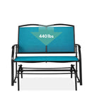 2 Seat Mesh Patio Loveseat Swing Glider Rocker with Armrests in Blue