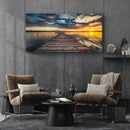 Small Dock By The Vibrant Lake Canvas Wall Art
