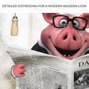 Grand Pig Reading Newspaper Canvas Wall Art