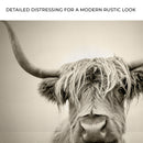 Highland Cow Sepia Head Portrait Canvas Wall Art
